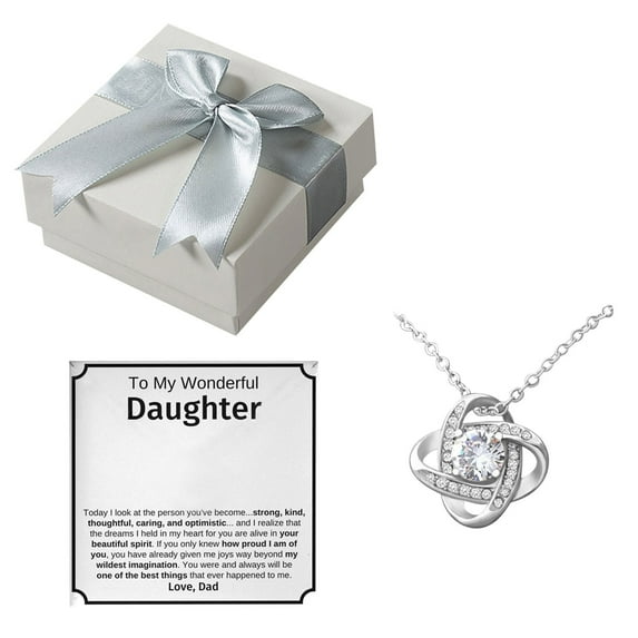Ouneed To my beautiful daughter-Love Knot Necklace (a gift from my father to my daughter)