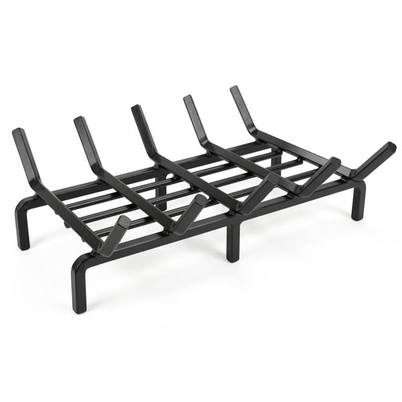 Ouneot 16.14in Cast Iron Fireplace Grate Log Rack, 1/2in Thick Bars 6 Legs for Indoor Stove Outdoor Fire Pit Camping