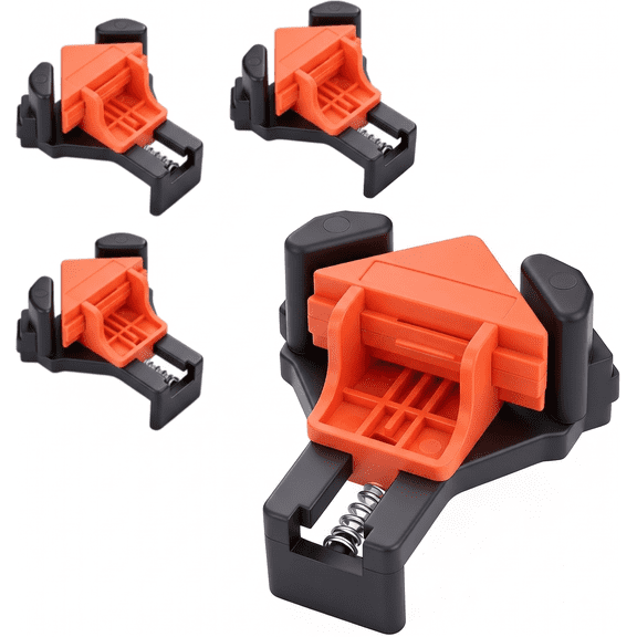 Ouneot 4‑Pack Corner Clamps, 90 Degree Right Angle Woodworking Clamps, Adjustable Spring‑Loaded Wood Clamps for Cabinet & Frame DIY Assembly