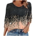 thumbnail image 1 of Ounisa 3/4 Length Sleeve Womens Tops,Basic Elbow Sleeve Workout Top No Positioning Printed Shirt Crew Neck 3 Quarter Sleeve Tees, 1 of 7