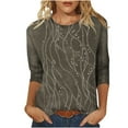 thumbnail image 1 of Ounisa 3/4 Length Sleeve Womens Tops Round Neck Loose Cute Spring Summer Tee Shirts Dressy Casual Print Blouses Tunic, 1 of 9