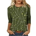 thumbnail image 1 of Ounisa 3/4 Length Sleeve Womens Tops Round Neck Loose Cute Spring Summer Tee Shirts Dressy Casual Print Blouses Tunic, 1 of 9