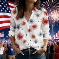 thumbnail image 1 of Ounisa American Flag Shirts Women 250th Anniversary USA Long Sleeve Button Down Blouse Stars & Stripes Print Patriotic Tops, 1 of 5