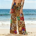 thumbnail image 1 of Ounisa Boho Floral Wide Leg Pants for Women Chiffon Casual Loose Pants Summer Beach Flowers Print Flowy Rashguard Long Pants, 1 of 7