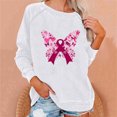 thumbnail image 1 of Ounisa Breast Cancer Awareness Sweatshirt for Women Breast Cancer Crew Neck Long Sleeve Shirt Pink Ribbon Graphic Sweatshirt, 1 of 6