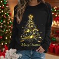 thumbnail image 1 of Ounisa Christmas Sweatshirts for Women Retro Lights Christmas Tree Graphic Long Sleeve Shirt Xmas Holiday Party Pullover Top, 1 of 6