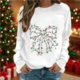 thumbnail image 1 of Ounisa Christmas T Shirt Womens Casual Bow Print Long Sleeve Round Collar Shirt Blouse Funny Pullover Graphic Tees Sweatshirt, 1 of 4