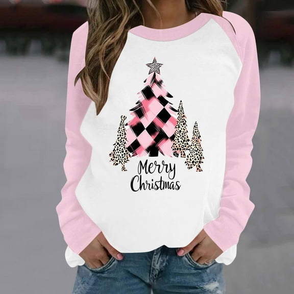 Ounisa Christmas Tree Shirts for Women Long Sleeve Christmas Ugly Sweater Unisex Men Crewneck Sweatshirt Tunic Tops