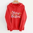 thumbnail image 1 of Ounisa Christmas Women's Pullover Sweatshirt Drawstring The Season Merry Christmas Letter Printed Hoodie Long Sleeve Tops with Pocket, 1 of 6