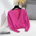 thumbnail image 1 of Ounisa Cropped Cardigan Sweaters for Women Long Sleeve V Neck Outerwear Button Down Open Front Bolero Shrugs Blouse with Pocket, 1 of 3