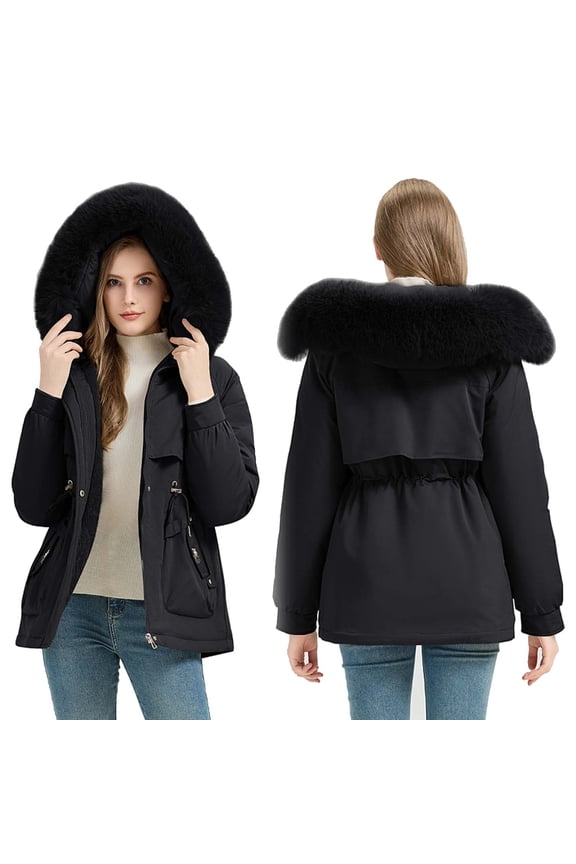 Down Cotton Jacket Women's Winter Korean Style Mid Length Thick Cotton Coat Korean Version Loose Hooded Zipper Cotton Coat