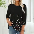 thumbnail image 1 of Ounisa Fall Summer Shirts for Women 3/4 Length Sleeve Crewneck Tops Trendy Loose Casual Printed Three Quarter Cute Blouse, 1 of 6