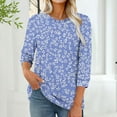 thumbnail image 1 of Ounisa Fall Summer Shirts for Women 3/4 Length Sleeve Crewneck Tops Trendy Loose Casual Printed Three Quarter Cute Blouse, 1 of 6