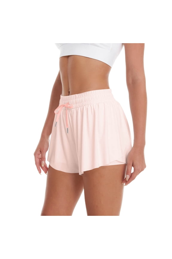 Flowy Athletic Shorts for Women Running Tennis Butterfly Shorts 2-in-1 Double Layer Quick-Drying Comfy Shorts