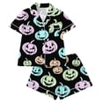 thumbnail image 1 of Ounisa Halloween Pajamas Women Casual Short Sleeve Button Down Tops and Shorts Silk Pajama Sets Sleepwear Lounge Sets, 1 of 8