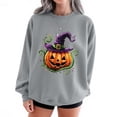 thumbnail image 1 of Ounisa Halloween Thanksgiving Crewneck Sweatshirts for Women Spooky Bat Ghost Pumpkin Printed Sweatshirt Oversized Crewneck Long Sleeve Pullover, 1 of 3