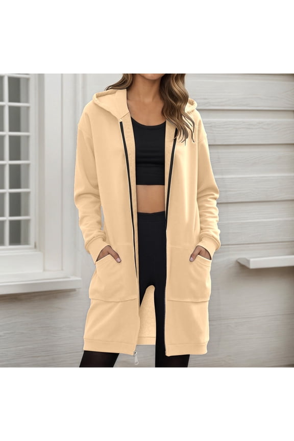 Hoodies for Women Fashion Sweatshirts: Comfortable Full Zip Up Hoodie Womens Long Fleece Sweatshirt with Pockets