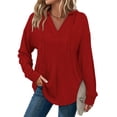 thumbnail image 1 of Ounisa Hoodies for Women Trendy Fall Fashion 2025 V Neck Oversized Sweatshirt Plus Size Tops Clothes, 1 of 6