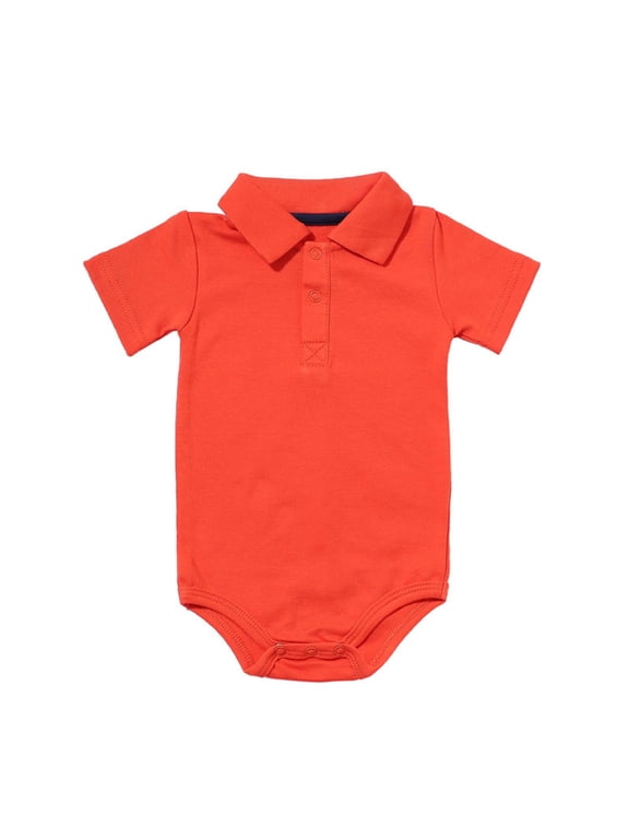 Infant Classic Turn Down Collar Short Sleeve Bodysuit Soft Breathable Pique Fabric Onsie Baby Casual Daily Wear