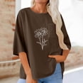 thumbnail image 1 of Ounisa Linen Shirts for Women 3/4 Sleeve Plus Size Tops Loose Crew Neck T Shirts Casual Three Quarter Length Tunic Summer Printed Tops with Pocket, 1 of 6