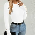 thumbnail image 1 of Ounisa Long Sleeve Shirts for Women Buttons Cuff Tunic Tops Casual Fall Lightweight Sweaters Fashion 2025, 1 of 3