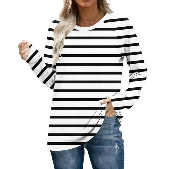 Ounisa Long Sleeve Shirts for Women Color Block Raglan Tops Casual Crewneck Basic Tees Fall Clothes 2025 Fashion
