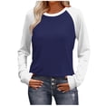 thumbnail image 1 of Ounisa Long Sleeve Shirts for Women Color Block Raglan Tops Casual Crewneck Basic Tees Fall Clothes 2025 Fashion, 1 of 7