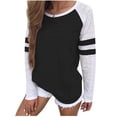 thumbnail image 1 of Ounisa Long Sleeve Shirts for Women Color Block Tunic Tops Dressy Casual Round Neck Pullover Loose Fit Blouses, 1 of 5