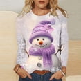 thumbnail image 1 of Ounisa Long Sleeve Womens Tops Casual Loose Fit Crewneck T Shirts Solid Lightweight Length Tunic Tops Christmas Tree Christmas Gifts Snowman Sequin Graphic Pullover, 1 of 5