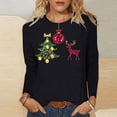 thumbnail image 1 of Ounisa Long Sleeve Womens Tops Casual Loose Fit Crewneck T Shirts Solid Lightweight Length Tunic Tops Christmas Tree Lights Christmas Gifts Elk Sequin Graphic Pullover, 1 of 5