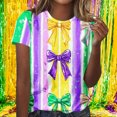 thumbnail image 1 of Ounisa Mardi Gras Shirts for Women Carnival T Shirt Funny Mardi Gras Masks Graphic New Orleans Parade Short Sleeved Tops, 1 of 6