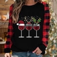 thumbnail image 1 of Ounisa Merry Christmas Sweatshirt for Women Christmas Gift Red Wine Glasses Graphic Raglan Plaid Tops Long Sleeve Snowflake Holiday Shirts, 1 of 4
