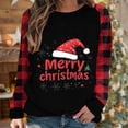 thumbnail image 1 of Ounisa Merry Christmas Sweatshirt for Women Christmas Gift Red Wine Glasses Graphic Raglan Plaid Tops Long Sleeve Snowflake Holiday Shirts, 1 of 4