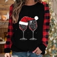 thumbnail image 1 of Ounisa Merry Christmas Sweatshirt for Women Christmas Gift Red Wine Glasses Graphic Raglan Plaid Tops Long Sleeve Snowflake Holiday Shirts, 1 of 4