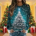 thumbnail image 1 of Ounisa Merry Christmas Sweatshirt for Women Drop Shoulder Long Sleeve Christmas Tree Pullover Lightweight Shirt, 1 of 5