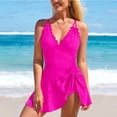 thumbnail image 1 of Ounisa One Piece Swim Dress Swimsuits for Women Scallop Tummy Control Swimdress Tie Knot Swim Skirt Swimwear Bathing Suit, 1 of 6
