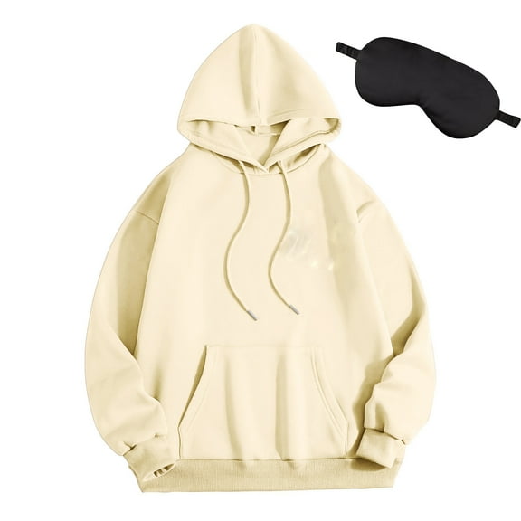 Ounisa Oversized Hoodie for Women Hoodies with Eye Mask Built In Comfort Airport Outfits Travel Sweatshirt with Pockets