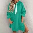 thumbnail image 1 of Ounisa Oversized Sweatshirt for Women 2025 Fall Pullover Casual Long Sleeve Split Hem Hoodie Dress with Kangaroo Pocket, 1 of 8