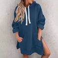 thumbnail image 1 of Ounisa Oversized Sweatshirt for Women 2025 Fall Pullover Casual Long Sleeve Split Hem Hoodie Dress with Kangaroo Pocket, 1 of 8