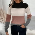 thumbnail image 1 of Ounisa Plus Size Fall Sweaters for Women Color Block Striped Mock Neck Long Sleeve Sweater Pullover Tops, 1 of 6