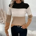 thumbnail image 1 of Ounisa Plus Size Fall Sweaters for Women Color Block Striped Mock Neck Long Sleeve Sweater Pullover Tops, 1 of 6