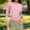 thumbnail image 1 of Ounisa Shirts for Women 3/4 Sleeve Plus Size Tops Loose Crew Neck T Shirts Casual Short Tight Elastic Summer Printed Tops, 1 of 7