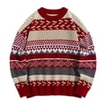 thumbnail image 1 of Ounisa Spring Winter Sweaters for Women, Women's Long Sleeve Crewneck Striped Color Block Print Oversized Knit Pullover Sweater, 1 of 9