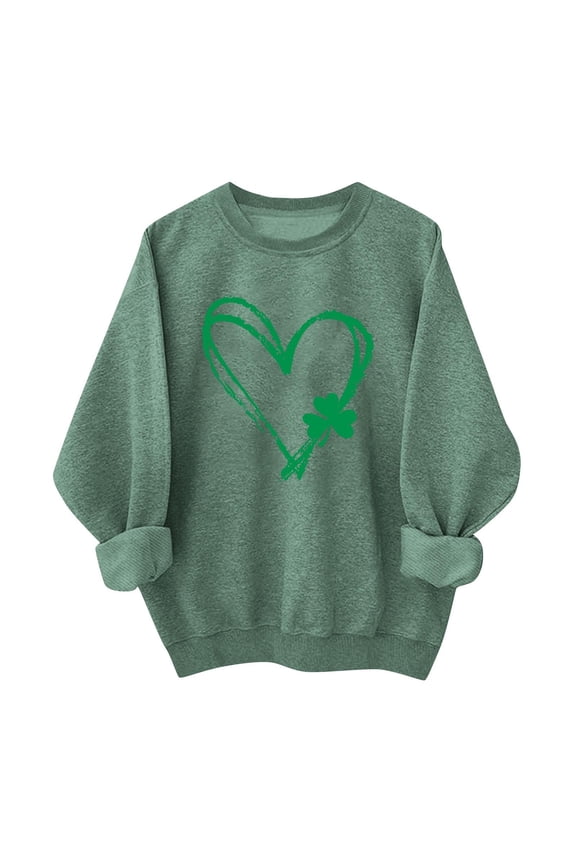 St. Patrick's Day Sweatshirt for Women Clover Graphic T Shirts Patty's Day Long Sleeve Tee Tops Pullover