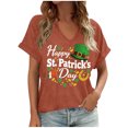 thumbnail image 1 of Ounisa St Patrick's Day V Neck Shirts for Womens Irish Shamrock Graphic Tee Funny Lucky Heart Printed Short Sleeve Shirts Tops, 1 of 4