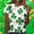 thumbnail image 1 of Ounisa St Patricks Day Crewneck Shirts for Women Lucky Irish Shamrock Clover Graphic Shirt Casual Short Sleeve T Shirt Tops, 1 of 7