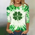 thumbnail image 1 of Ounisa St Patty's Day Shirt Women 2025 Casual Plus Size 3/4 Sleeve Irish Clover Shirts Funny Saint Patrick's Tunic Tops, 1 of 4