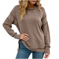 thumbnail image 1 of Ounisa Striped Sweater Women Y2k Side Slit Oversized Crewneck Sweatshirt No Hood Fleece Pullover Sweatshirts Fall Clothes, 1 of 6