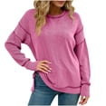 thumbnail image 1 of Ounisa Striped Sweater Women Y2k Side Slit Oversized Crewneck Sweatshirt No Hood Fleece Pullover Sweatshirts Fall Clothes, 1 of 6