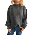 thumbnail image 1 of Ounisa Sweaters for Women Long Sleeve Round Neck Striped Knit Drop Shoulder Fall Jumper 2025 Henley Pullover, 1 of 2